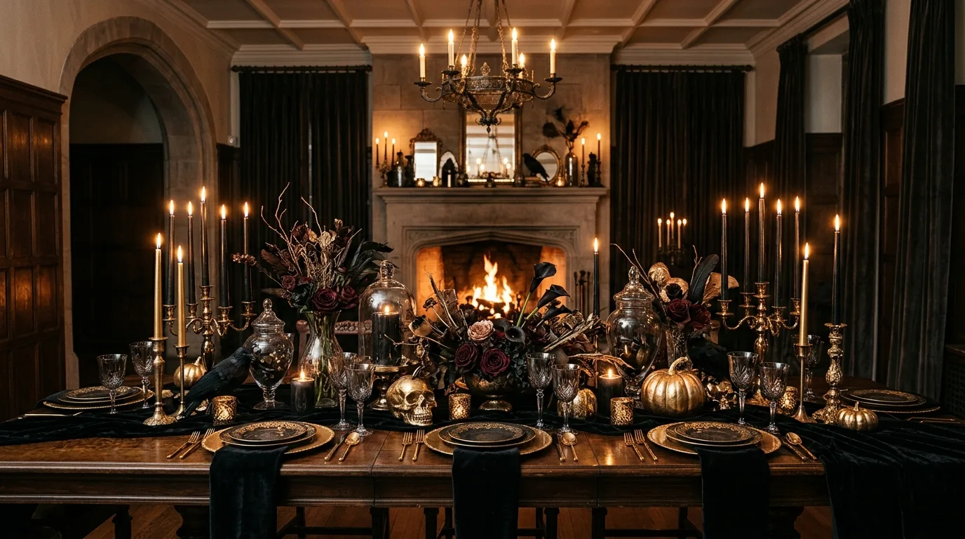 Use atmosphere, not clutter, to shape the experience inspiration for a spooky chic Halloween interior.